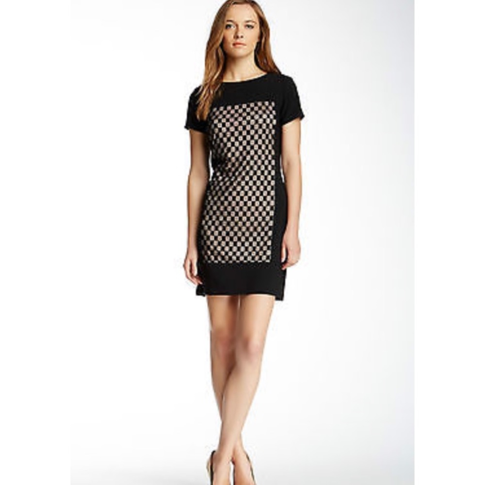 Maggy London Cap Sleeve Checkerboard Sheath Dress